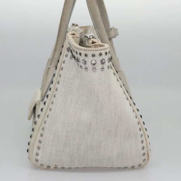 PRADA Bijoux Hand Bag Canvas 2way Gray Auth 113442 - Picture 4 of 16